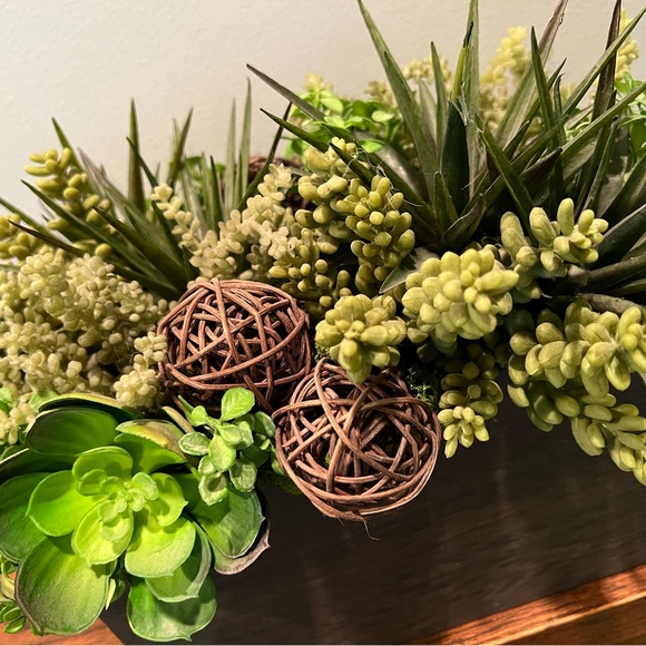 Rustic Succulent Arrangement in Wood Container - Picture 2 of 5